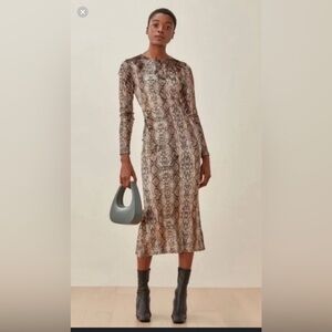 Reformation Snake Print Long Sleeve Dress
